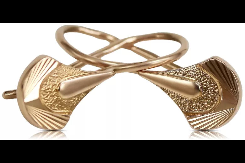 Vintage rose pink 14k 585 gold Vintage leaf earrings ven112