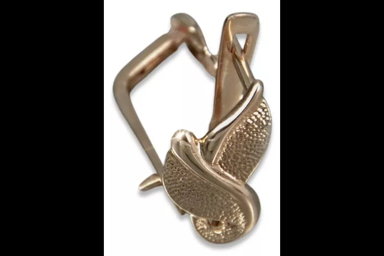 Vintage rose pink 14k 585 gold Vintage leaf earrings ven133