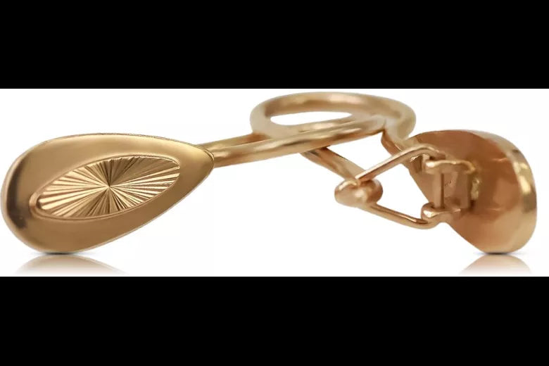 Vintage rose pink 14k 585 gold Vintage leaf earrings ven138