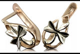 Vintage rose pink 14k 585 gold Vintage leaf earrings ven143