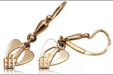 Vintage rose pink 14k 585 gold Vintage leaf earrings ven245