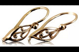 Vintage rose pink 14k 585 gold Vintage leaf earrings ven252