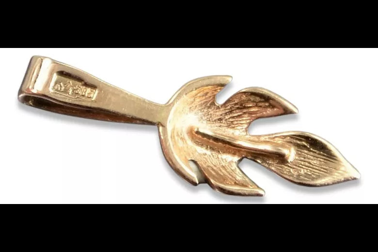 Vintage rose pink 14k 585 gold Vintage leaf pendant vpn018