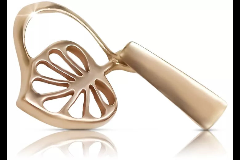 Vintage rose pink 14k 585 gold Vintage leaf pendant vpn026