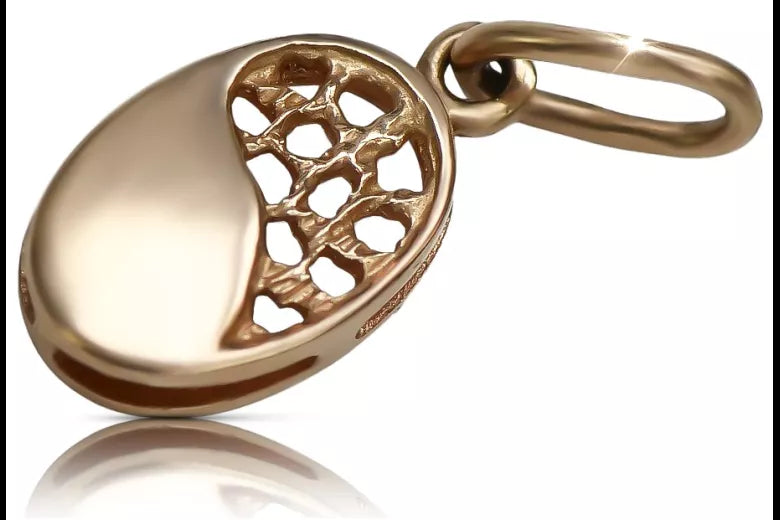 Vintage rose pink 14k 585 gold Vintage leaf pendant vpn027