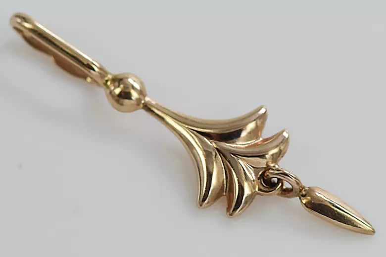 Vintage rose pink 14k 585 gold Vintage leaf pendant vpn051