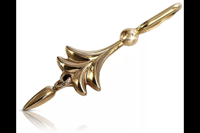 Vintage rose pink 14k 585 gold Vintage leaf pendant vpn051