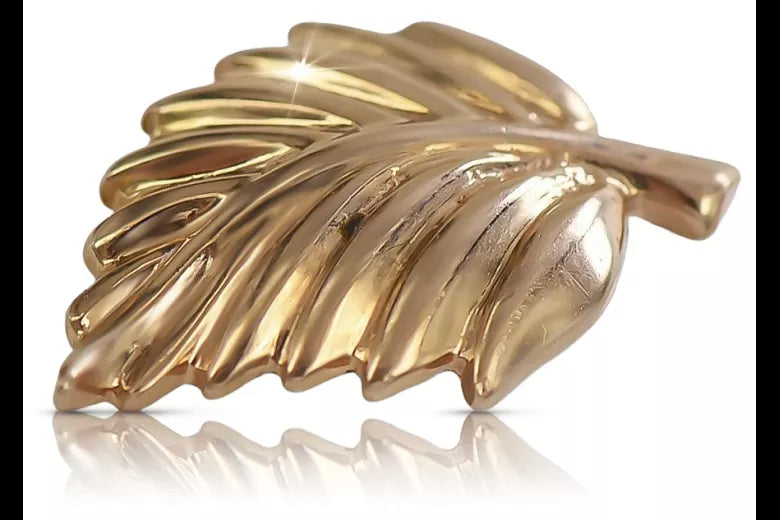 Rose pink 4k 585 gold Vintage leaf pendant vpn054