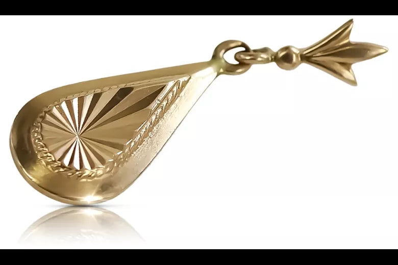 Vintage rose pink 14k 585 gold Vintage leaf pendant vpn055