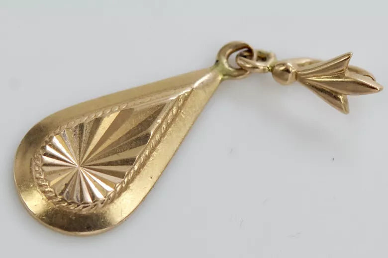 Vintage rose pink 14k 585 gold Vintage leaf pendant vpn055