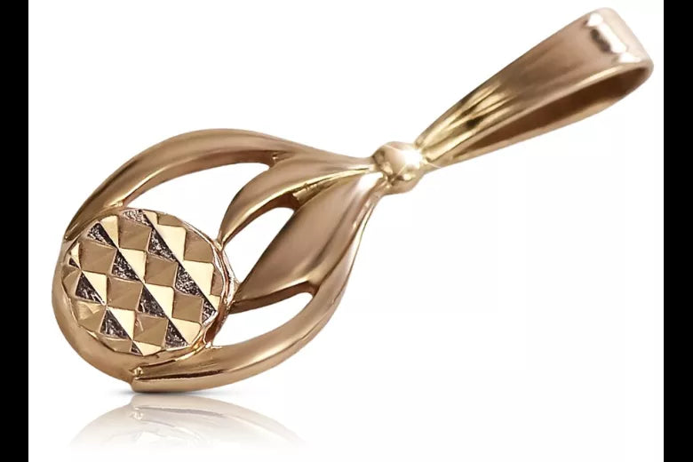 Vintage rose pink 14k 585 gold Vintage leaf pendant vpn057