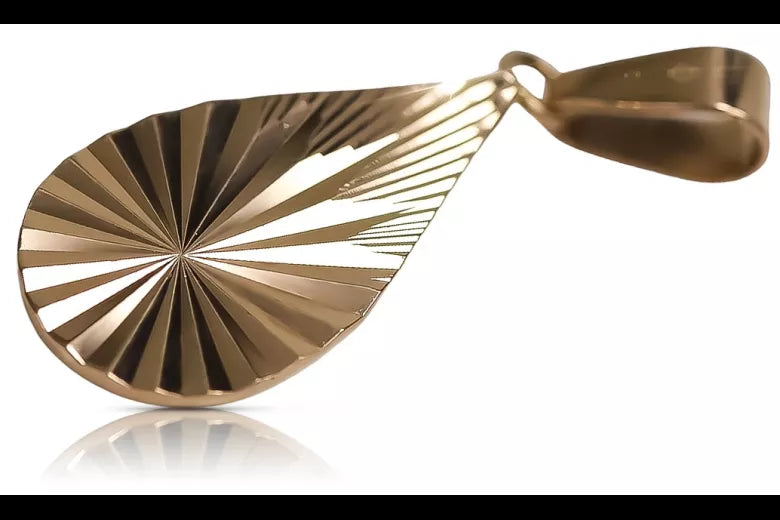 Vintage rose pink 14k 585 gold Vintage leaf pendant vpn066