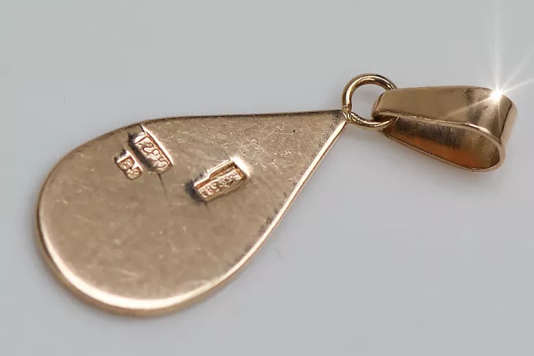 Vintage rose pink 14k 585 gold Vintage leaf pendant vpn066