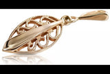 Vintage rose pink 14k 585 gold Vintage leaf pendant vpn081