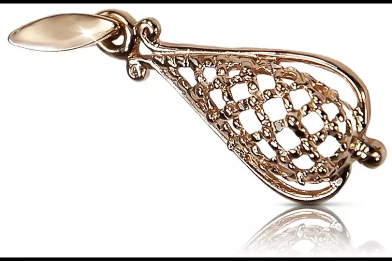Vintage rose pink 14k 585 gold Vintage leaf pendant vpn082