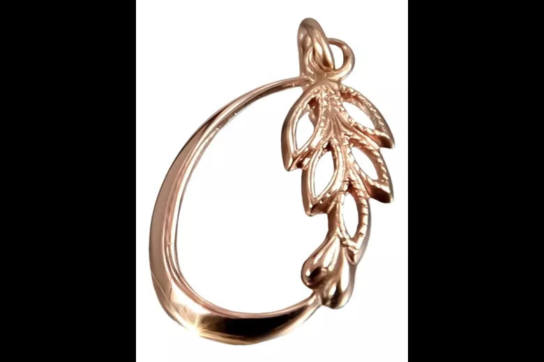 Vintage rose pink 14k 585 gold Vintage leaf pendant vpn084