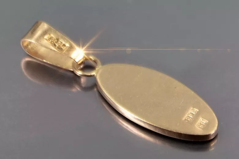 Vintage rose pink 14k 585 gold Vintage oval pendant vpn017