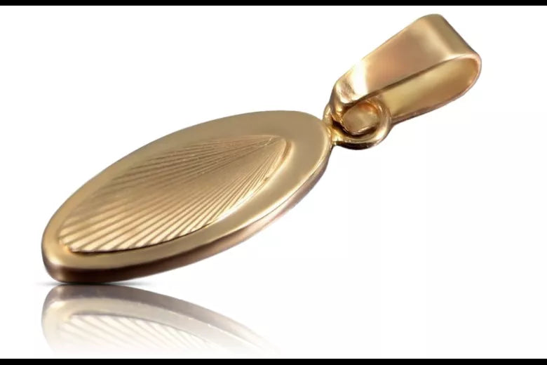 Vintage rose pink 14k 585 gold Vintage oval pendant vpn017