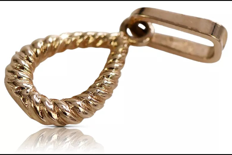 Vintage rose pink 14k 585 gold Vintage oval pendant vpn089