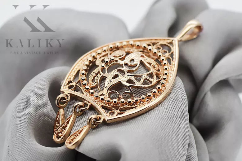 Vintage rose pink 14k 585 gold Vintage pendant vpn020
