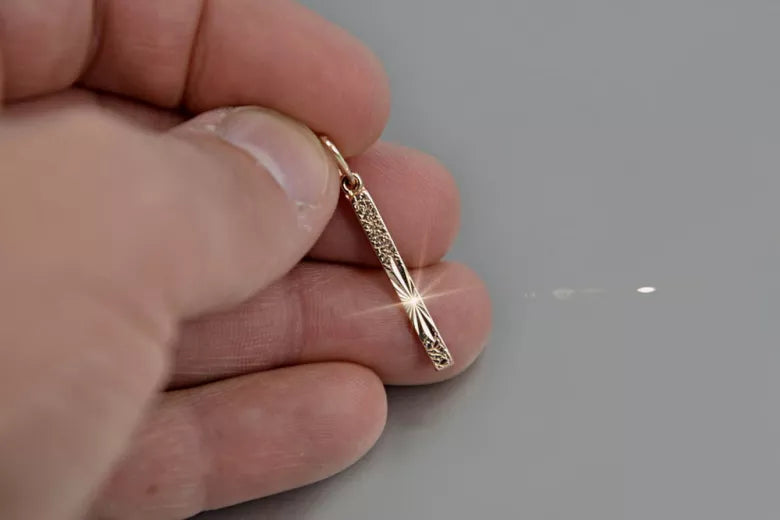 Vintage rose pink 14k 585 gold Vintage pendant vpn033