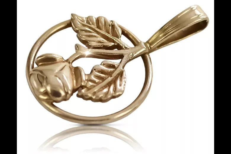 Vintage rose pink 14k 585 gold Vintage pendant vpn050