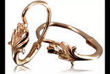 Vintage rose pink 14k 585 gold Vintage rose flower earrings ven019