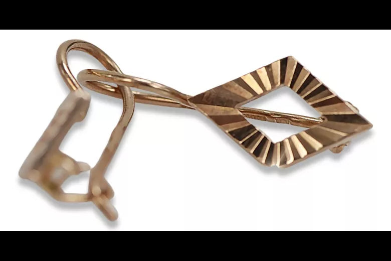 Vintage rose pink 14k 585 gold Vintage square earrings ven144