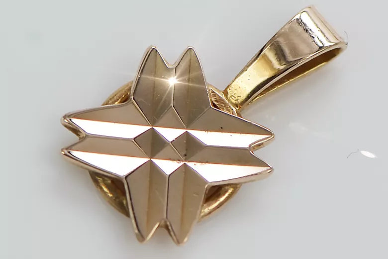 Vintage rose pink 14k 585 gold Vintage star pendant vpn093