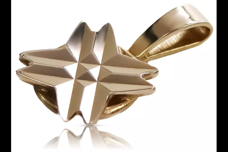 Vintage rose pink 14k 585 gold Vintage star pendant vpn093