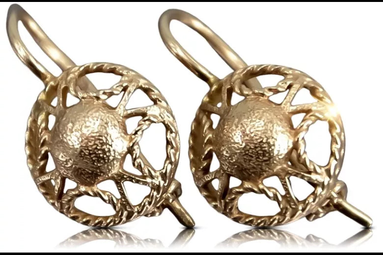 Vintage rose pink gold earrings ven279