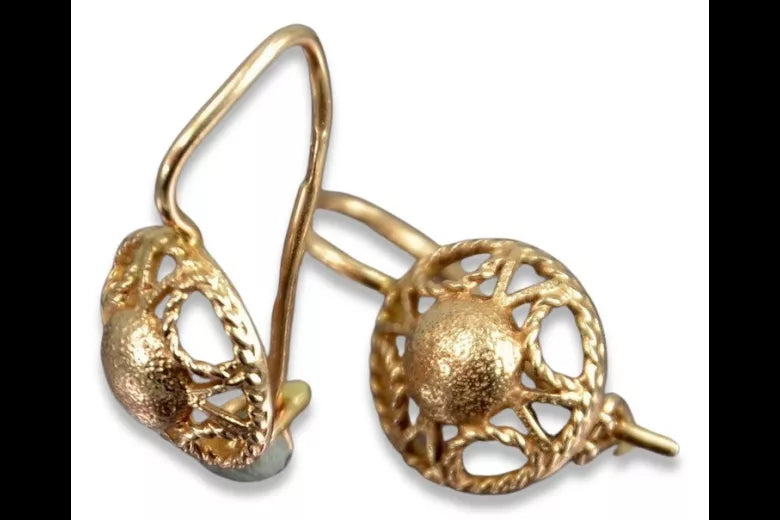 Vintage rose pink gold earrings ven279