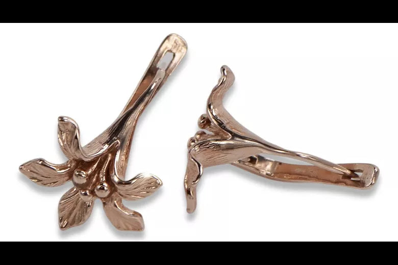 silver 925 rose gold plated Vintage Flower earrings ven222rp