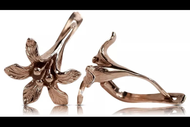 silver 925 rose gold plated Vintage Flower earrings ven222rp