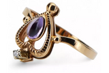 Vintage Rose Gold Ring 14K Alexandrite Ruby Emerald Sapphire Zircon 585 vrc034
