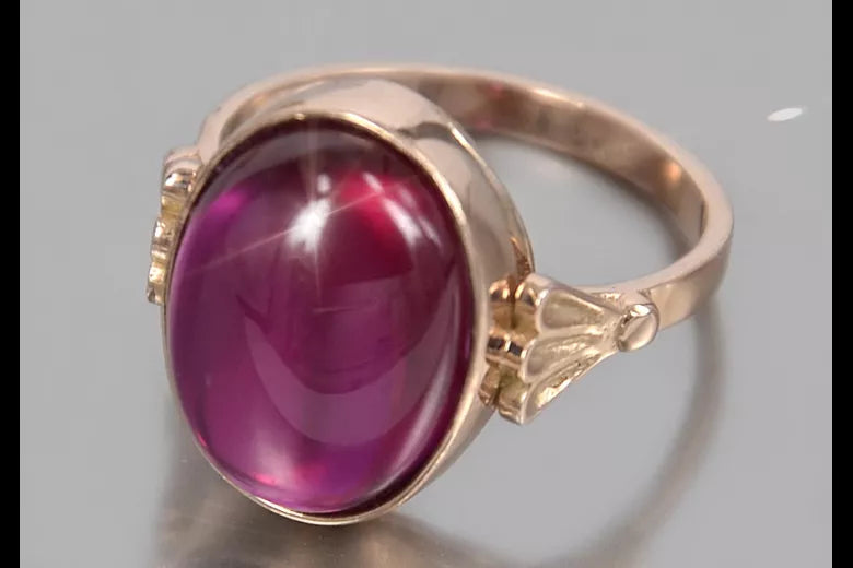 Vintage Rose Gold Ring 14K Alexandrite Ruby Emerald Sapphire Zircon 585 vrc154