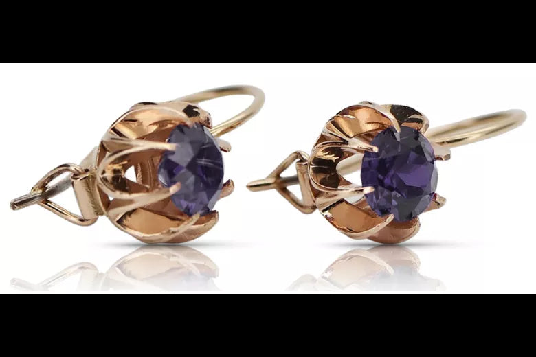 Vintage 14k Rose Gold Alexandrite Earrings