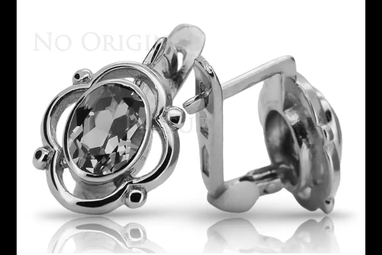 Vintage rose pink 14k 585 gold earrings setting vec033Russian Soviet style vec033r-st