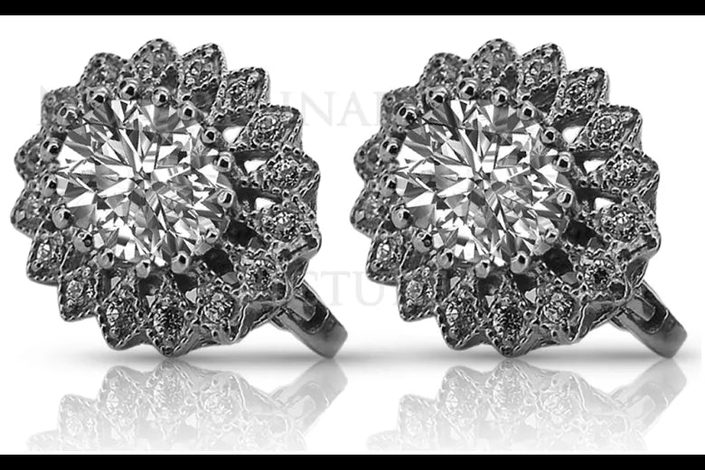 Vintage rose pink 14k 585 gold setting earrings vec125 Vintage vec125r-st