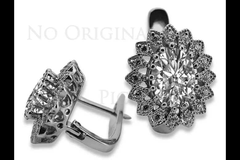 Vintage rose pink 14k 585 gold setting earrings vec125 Vintage vec125r-st