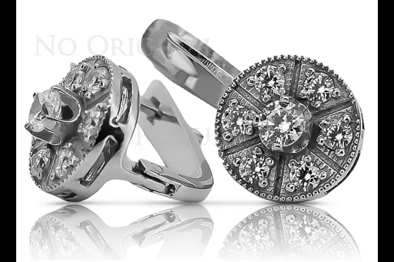 Vintage rose pink 14k 585 gold settings earrings vec161rw Vintage vec161rw-st