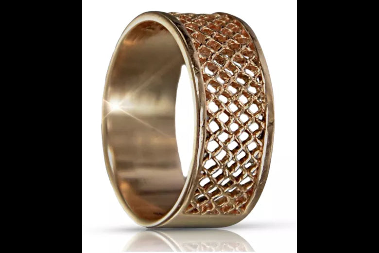 Vintage rose pink 14k 585 gold Vintage band ring vrn206