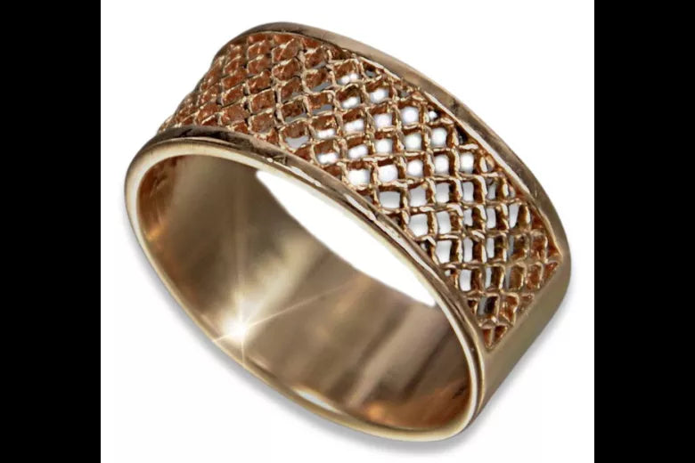 Vintage rose pink 14k 585 gold Vintage band ring vrn206