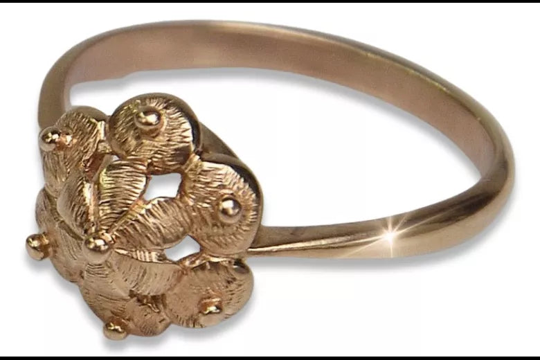 Rose pink 14k 585 gold Vintage ring vrn004 Russian Soviet Vintage style