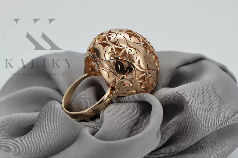 Rose pink 14k 585 gold ring vrn014 Russian Soviet Vintage jewelry style