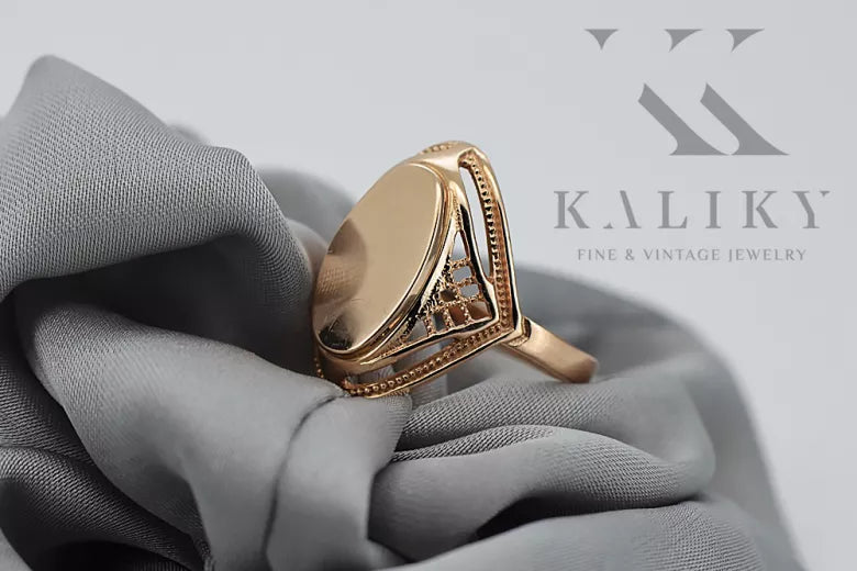 Vintage rose pink 14k 585 gold Vintage ring vrn026