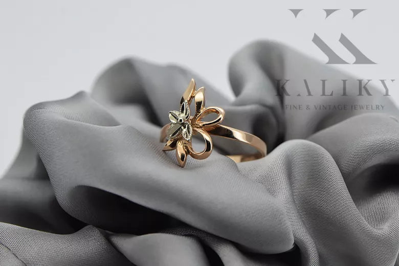 Vintage rose pink 14k 585 gold Vintage ring vrn043