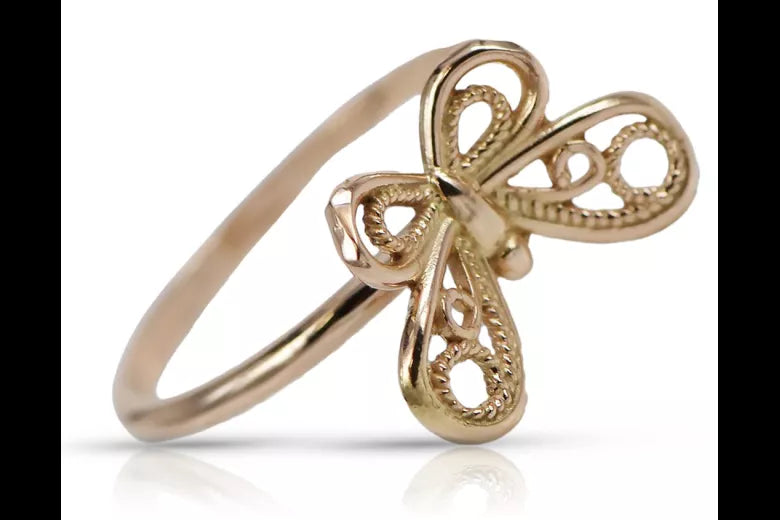 Vintage rose pink 14k 585 gold Vintage ring vrn088