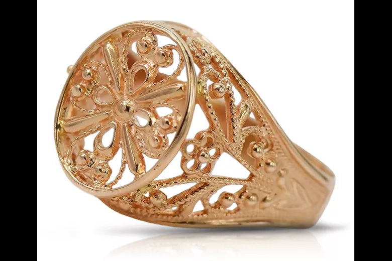 Vintage rose pink 14k 585 gold Vintage ring vrn133