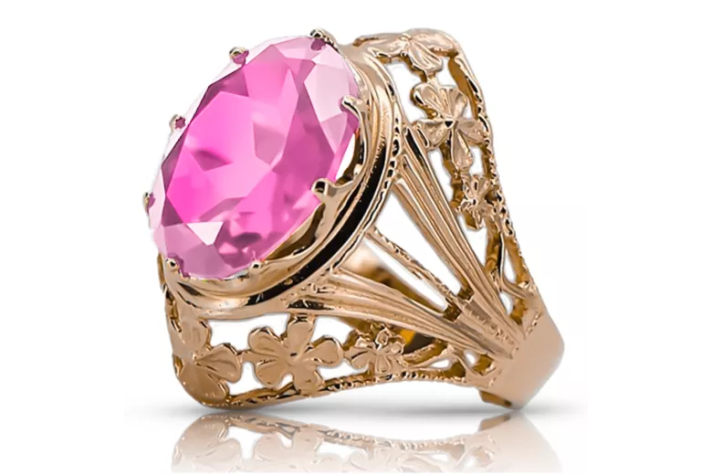 Vintage rose pink 14k gold 585 Amethyst ring vrc031 Vintage vrc031r-am